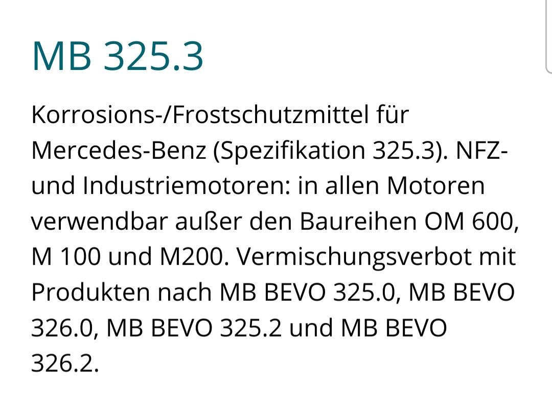 Korrekte Kühlflüssigkeit/Frostschutz 270 CDI