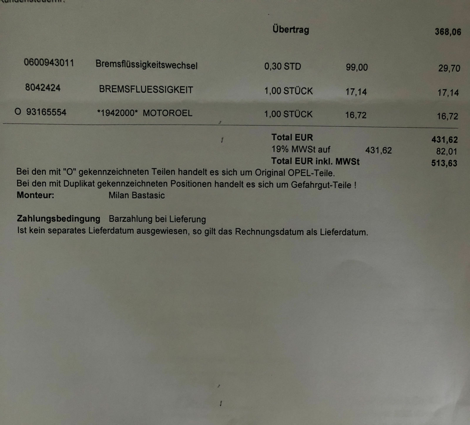 Kosten 2. Inspektion