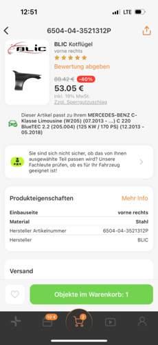 W 205 Kotflügel Blic