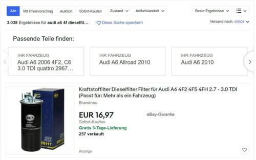 Dieselfilter 2,7-3,0 Tdi