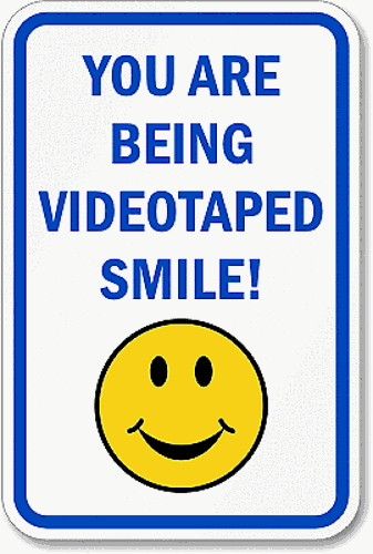Videotaped-smile-aluminum-sign-k-2265