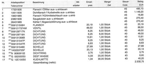 Angebot Audi Werkstatt