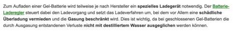 Gel aufladen