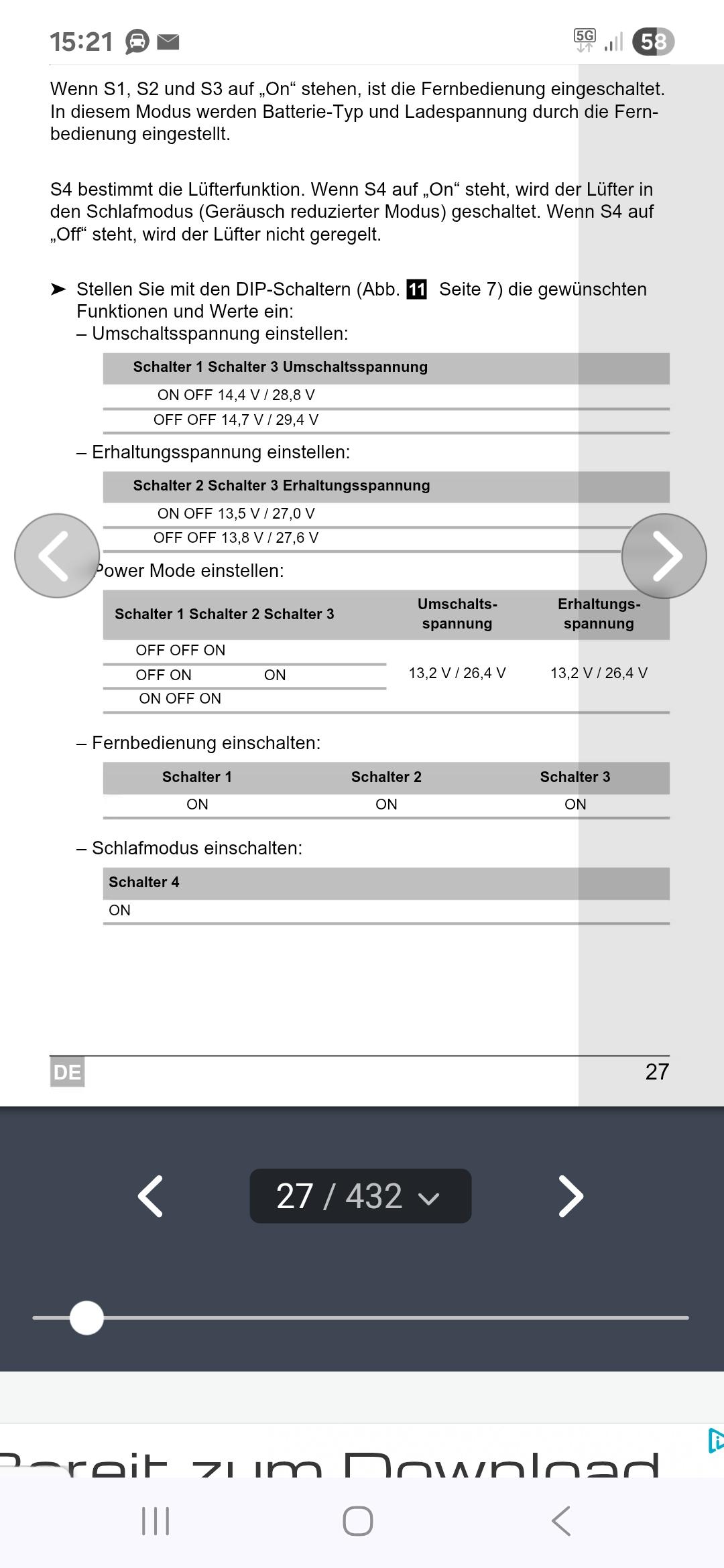 Ladegerät von Dometic schaltet einfach ab