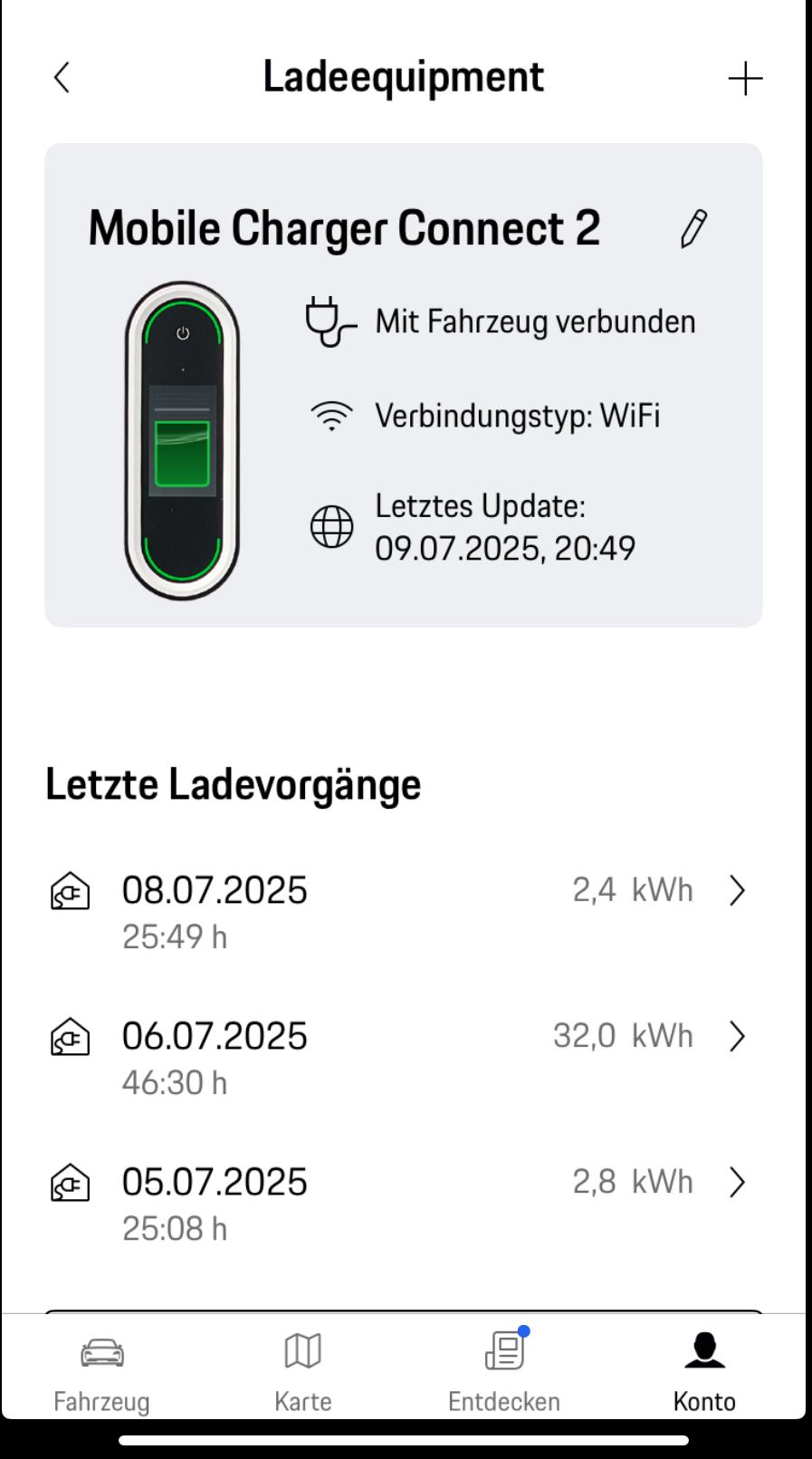 Ladehistorie über My Porsche App