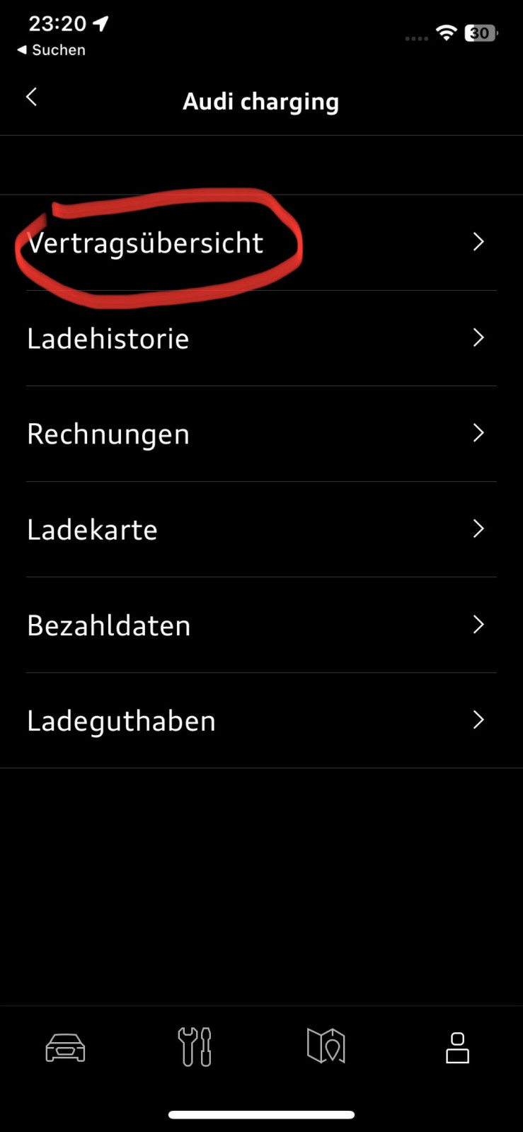 Ladekarten für e-tron Fahrzeuge