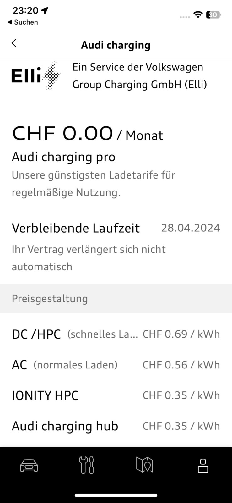 Ladekarten für e-tron Fahrzeuge