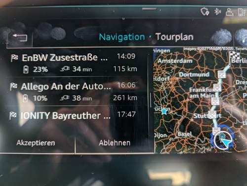 Etron Routenplanung