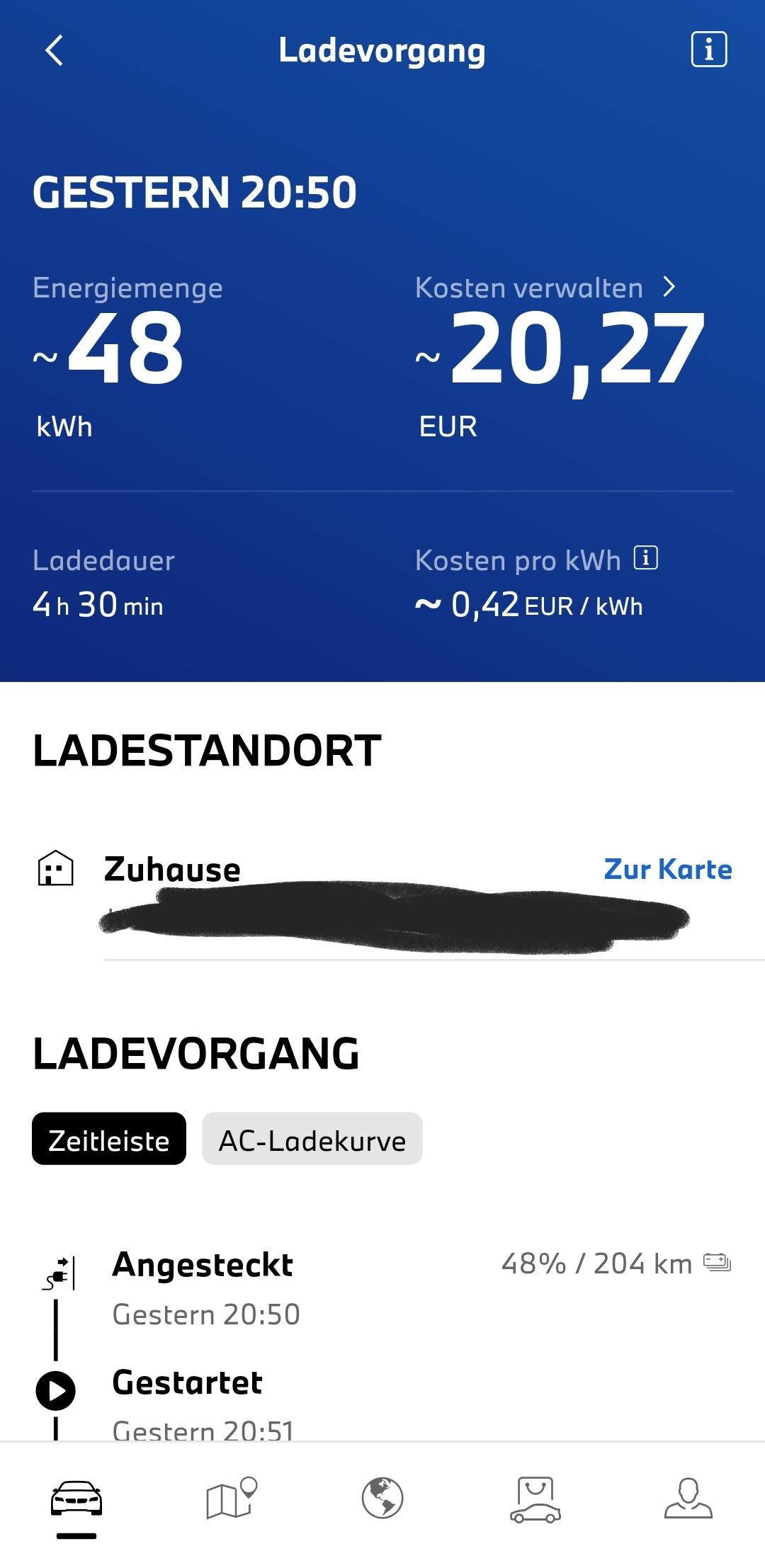 Ladestatistik in der MyBMW App