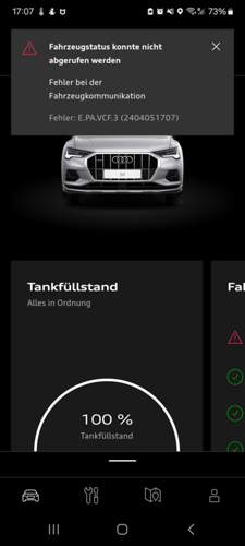 Fehlermeldung in der App
