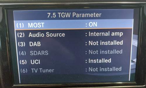Comand NTG4 / 7.5 TGW Parameter