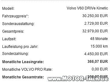 Leasingangebot V60 - OK?