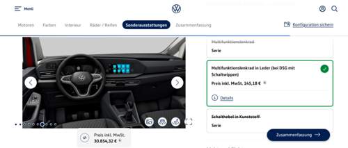 Lederlenkrad Aufpreis beim Caddy 5