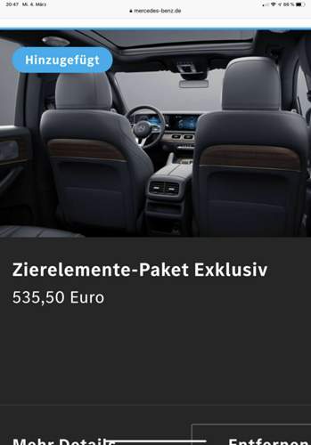 Zierelement an Exclusiv-Sitzen