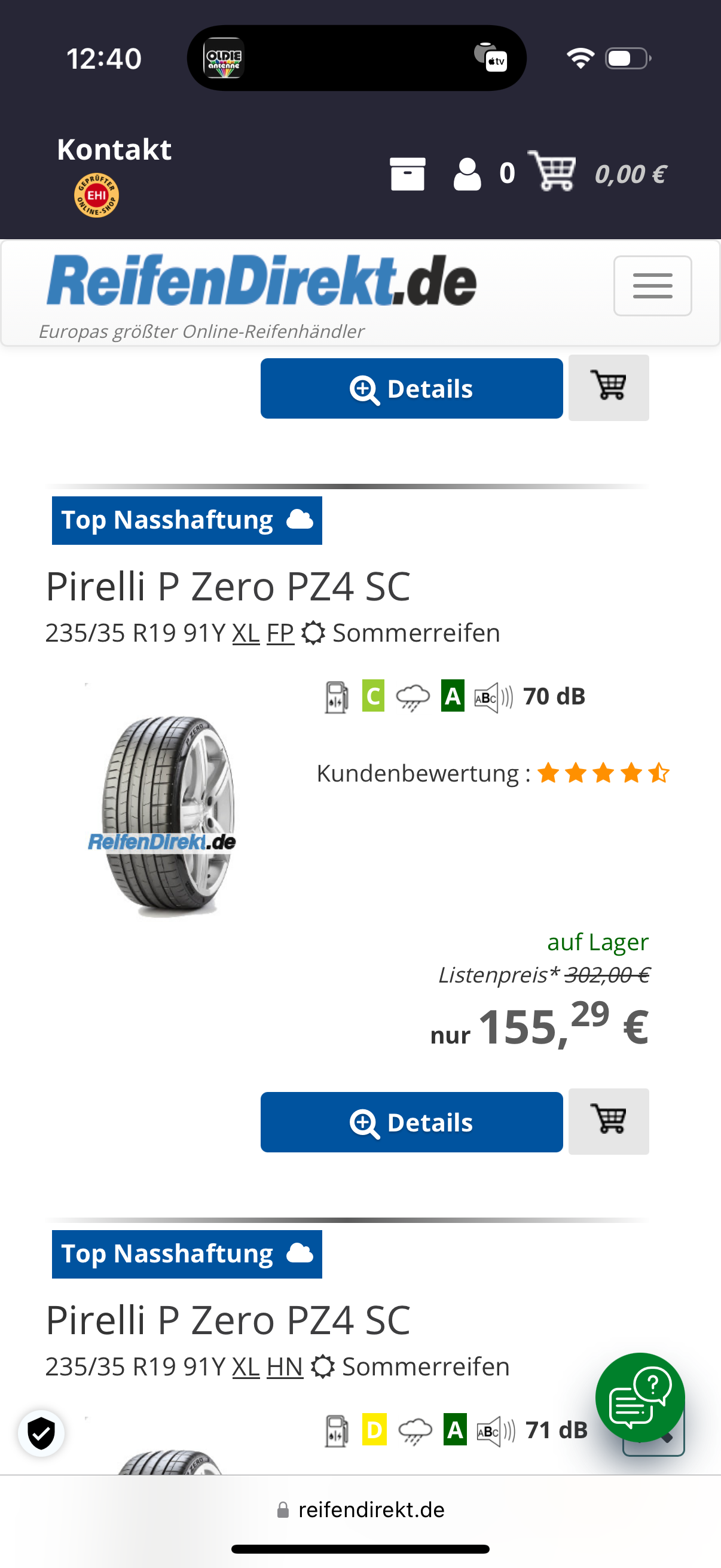 Leise 19 Zoll Reifen