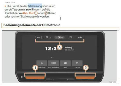 Sitzheitzung Touchslider