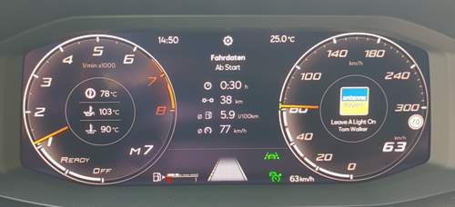 7. Gang, 63 km/h, Drehzahl ~1100