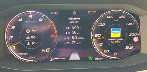 6. Gang, 53 km/h, Drehzahl ~1200