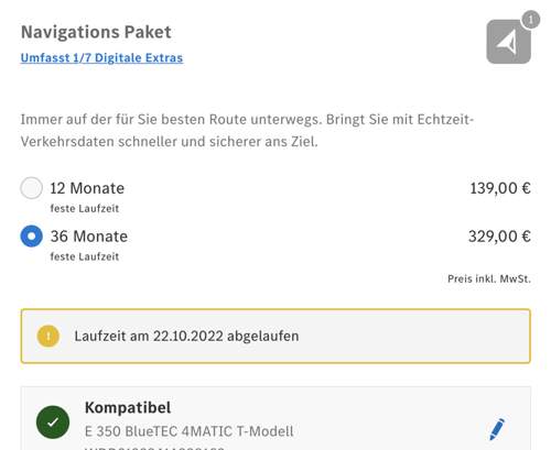 Preis des Pakets