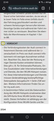 Audi Connect Lizenzausnahmen