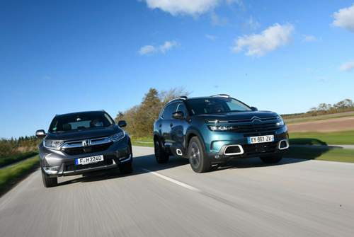 Der Honda CR-V trat im Test mit kräftigem 1,5-Liter-Benziner an, der Citroën mit einem 1,6-Liter-Ottomotor