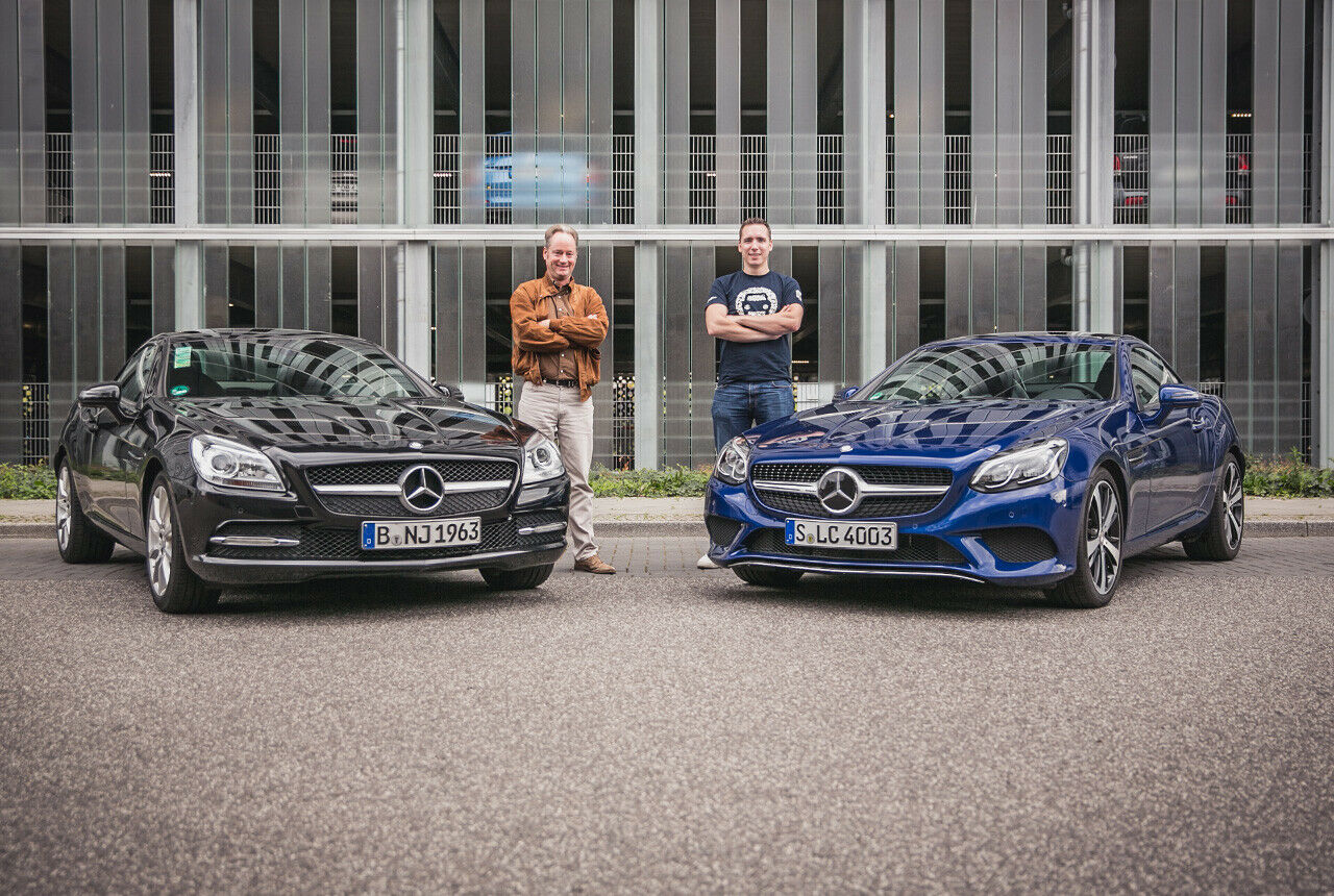 SLK-Fan Jochen und MT-Redakteur Constantin an Mercedes SLK und SLC