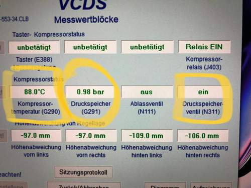 Reifenfüllung angeschlossen, kein Druck