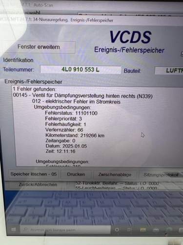 Ventil für Dämpfungsverstellung hinten r