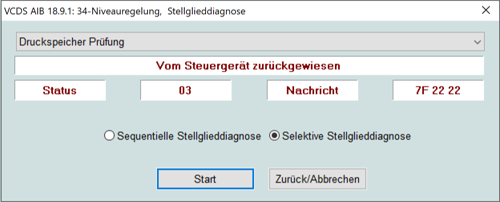 Druckspeicher Diagnose Fehler