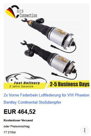 Luftfahrwerk vorne senkt ab.