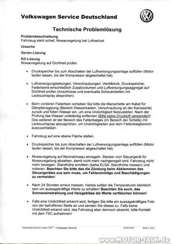 Tp-luftverlust-niveauregelung