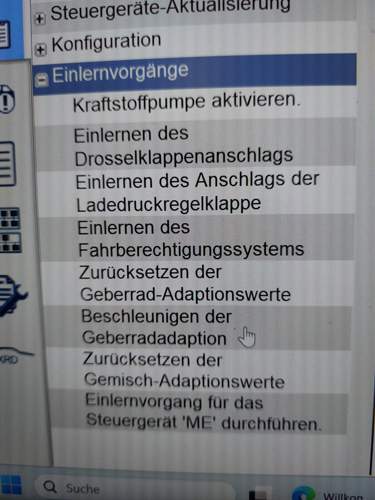 Mögliche Einlernvorgänge bei ME