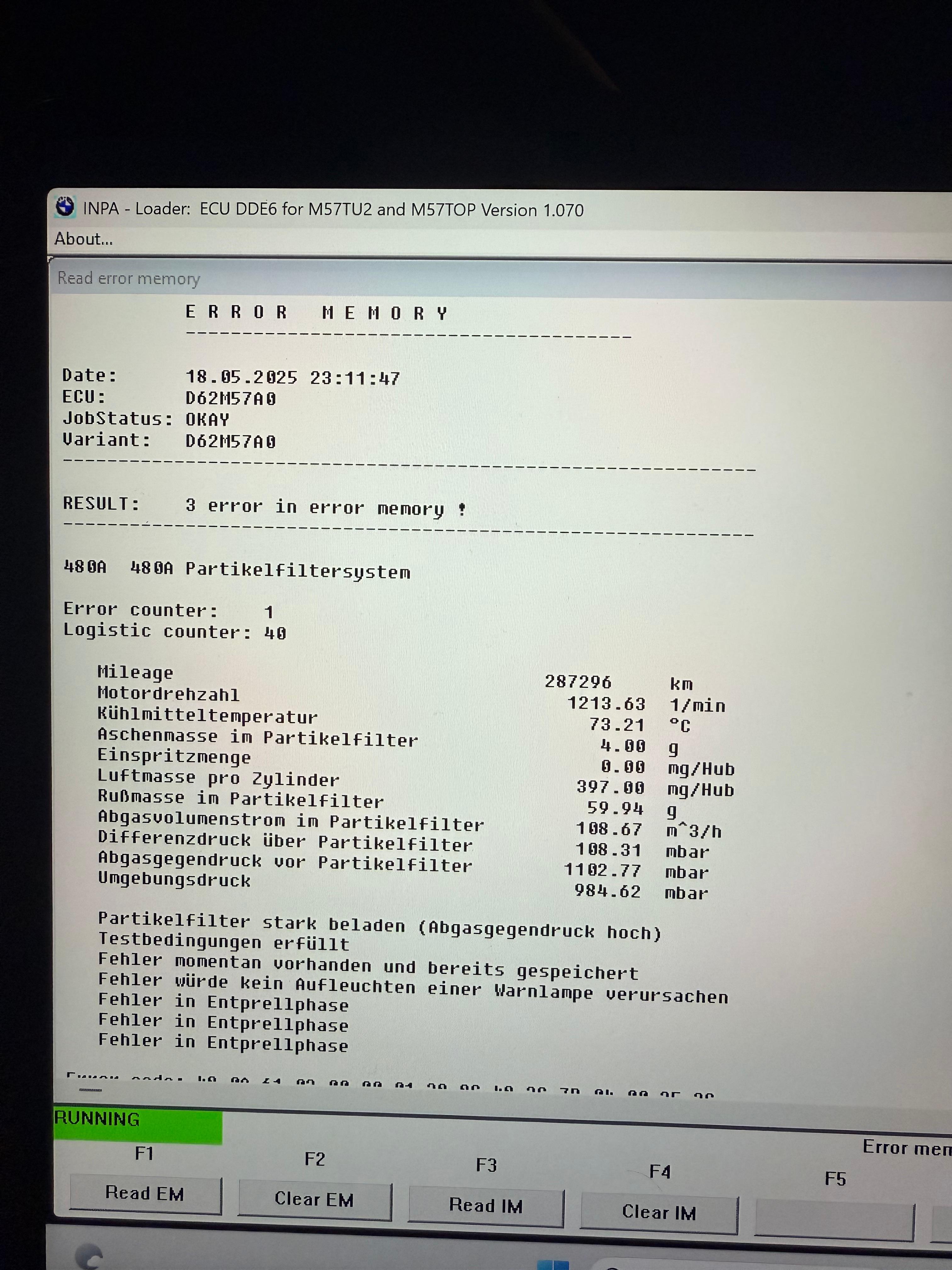 M57N2 330xd – DPF-Fehler 480A/481A, aber keine Symptome – Sensor defekt oder DPF wirklich dicht?