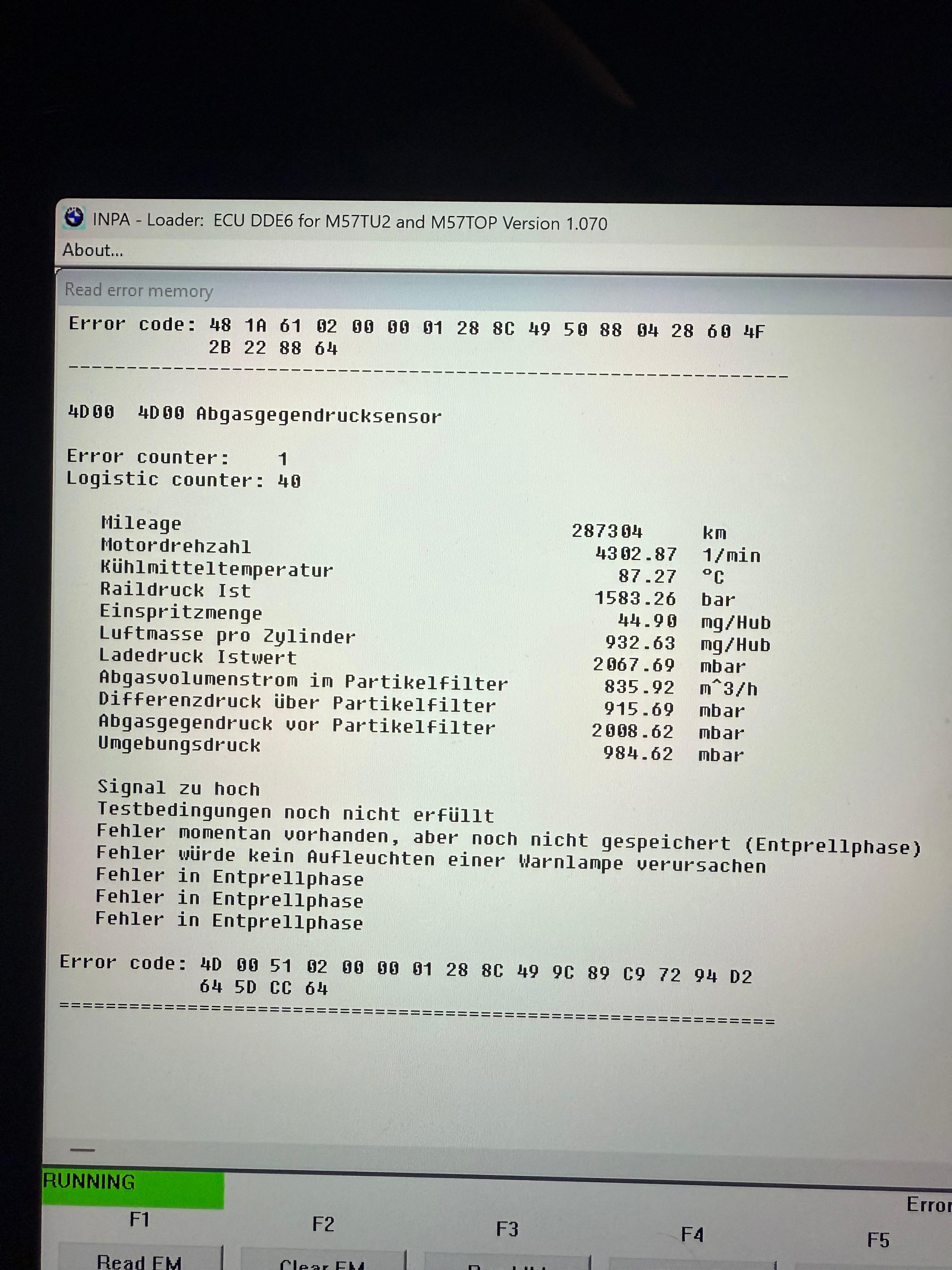 M57N2 330xd – DPF-Fehler 480A/481A, aber keine Symptome – Sensor defekt oder DPF wirklich dicht?
