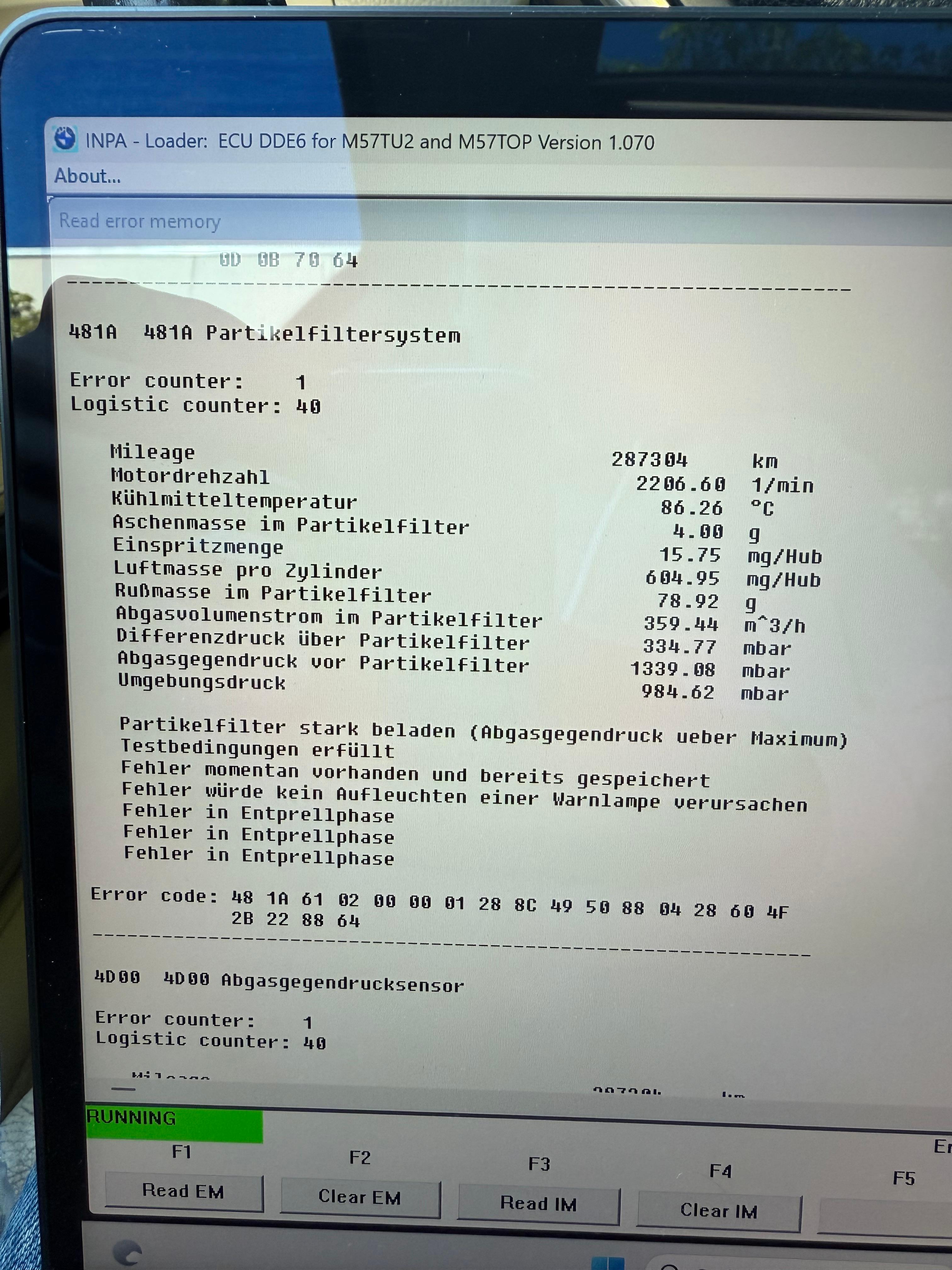 M57N2 330xd – DPF-Fehler 480A/481A, aber keine Symptome – Sensor defekt oder DPF wirklich dicht?