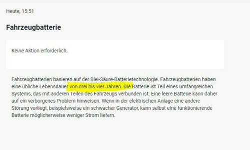 Haltbarkeit der Batterie - Angabe