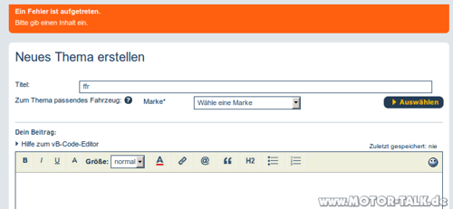 Fehlermeldung