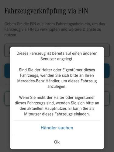 Fahrzeug bereits verknüpft