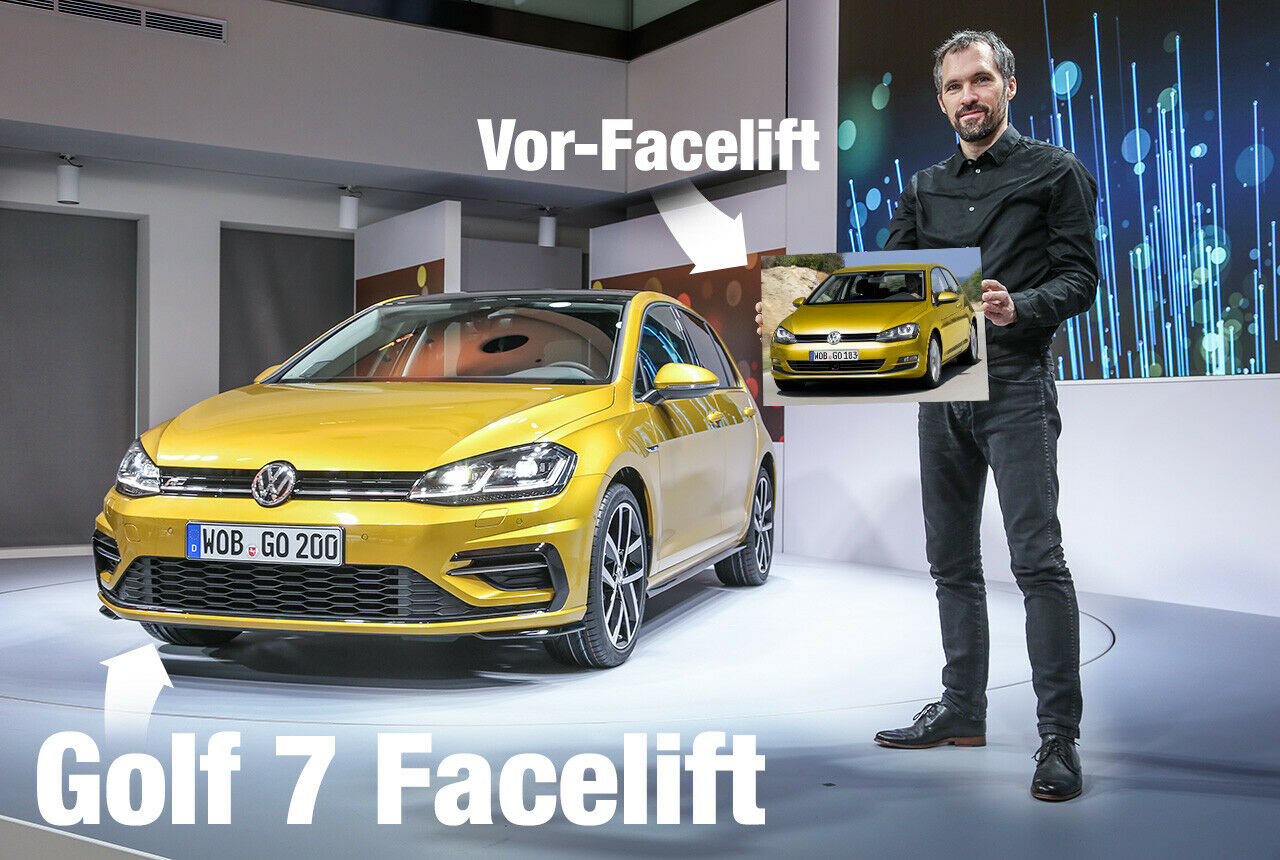 VW Golf 7 Facelift: Äußerlich ändert sich nur wenig am meistverkauften Auto Deutschlands (hier die R-Version), innen tut sich mehr, vor allem bei der Elektronik