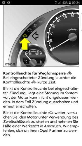 MERIVA Wegfahrsperre Handbuch