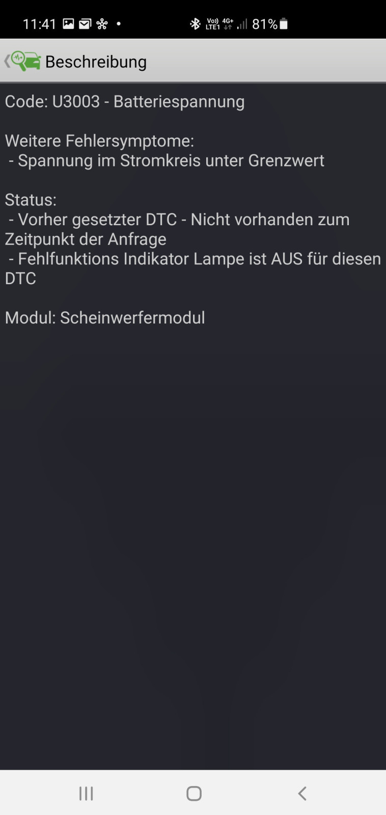 Meldung: Adaptive Scheinwerfer überprüfen