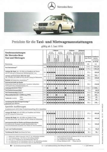 Mercedes Benz Taxipakete 03.06.1996 W202 W210 W140