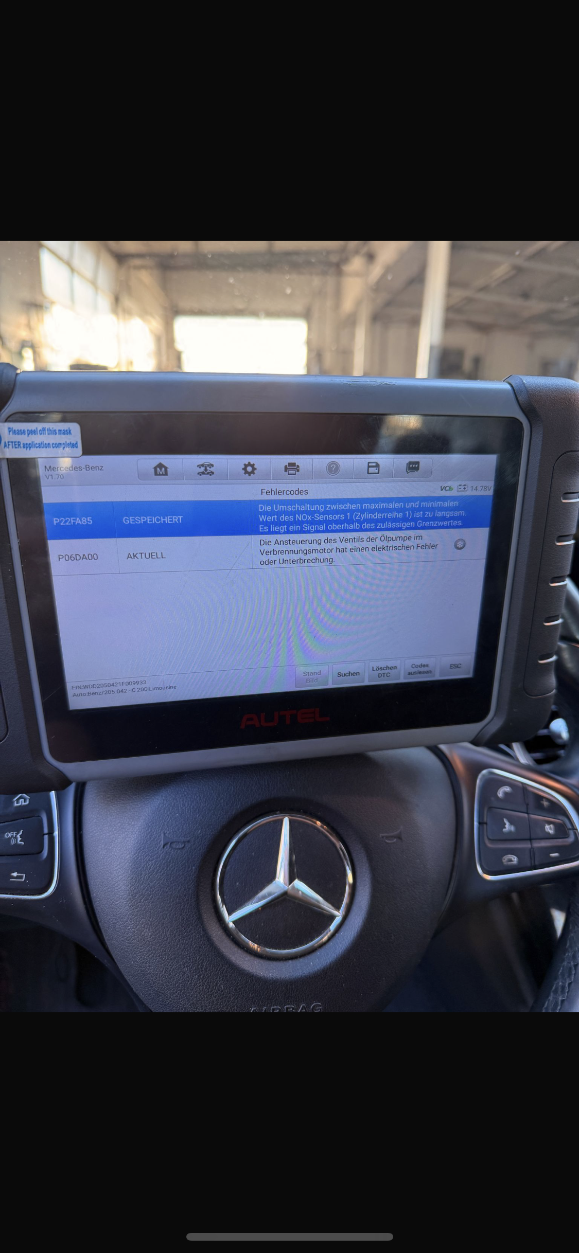 Mercedes c klasse MKL an?, Fehlercode P22FA85