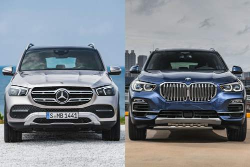 Großer Grill und reichlich Stirnfläche: Präsenz strahlen Mercedes GLE und BMW X5 in jedem Fall aus