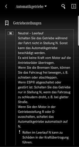Während der Fahrt nicht auf N schalten