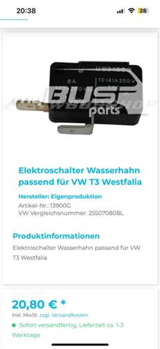 Wasserpumpe Mikroschalter