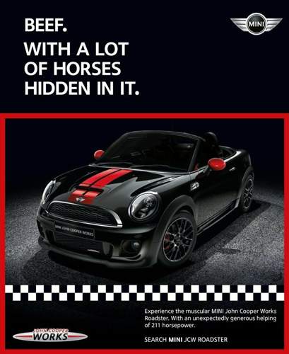 Wer Beef sät, wird Horse ernten: Englisches Mini-Werbeplakat.