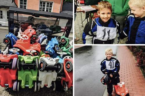Der Familienfuhrpark umfasst inzwischen 20 Bobby Cars. Kühnels Söhne sind inzwischen selbst Klassen-Weltmeister