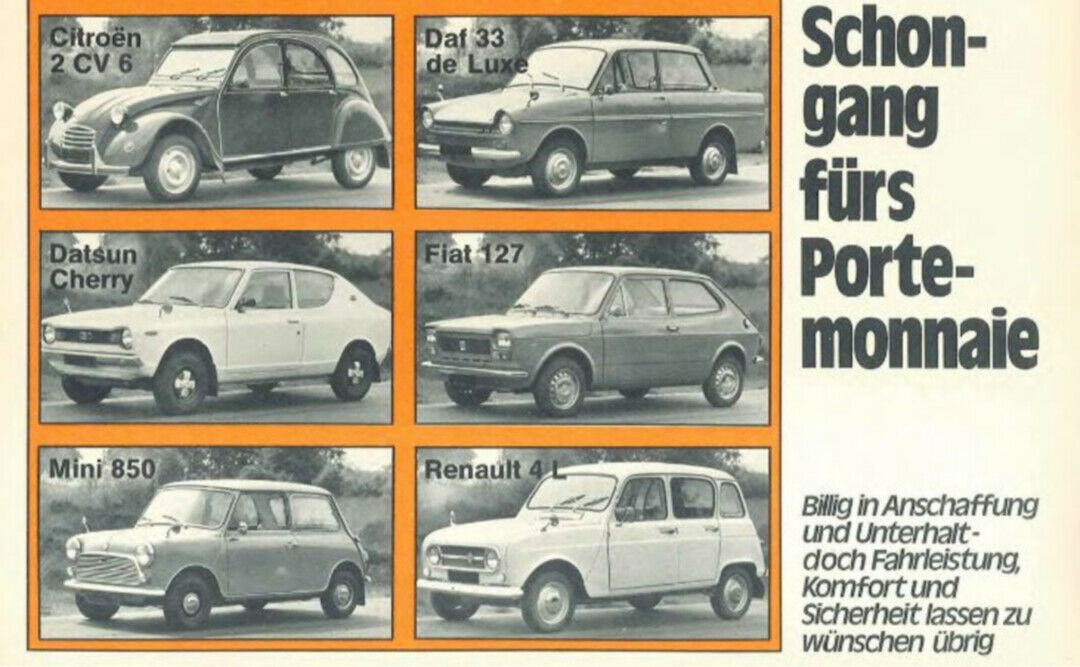 Sechs Kleinwagen im Test: 1974 vergleicht die Stiftung Warentest Winzlinge für maximal 6.000 Mark