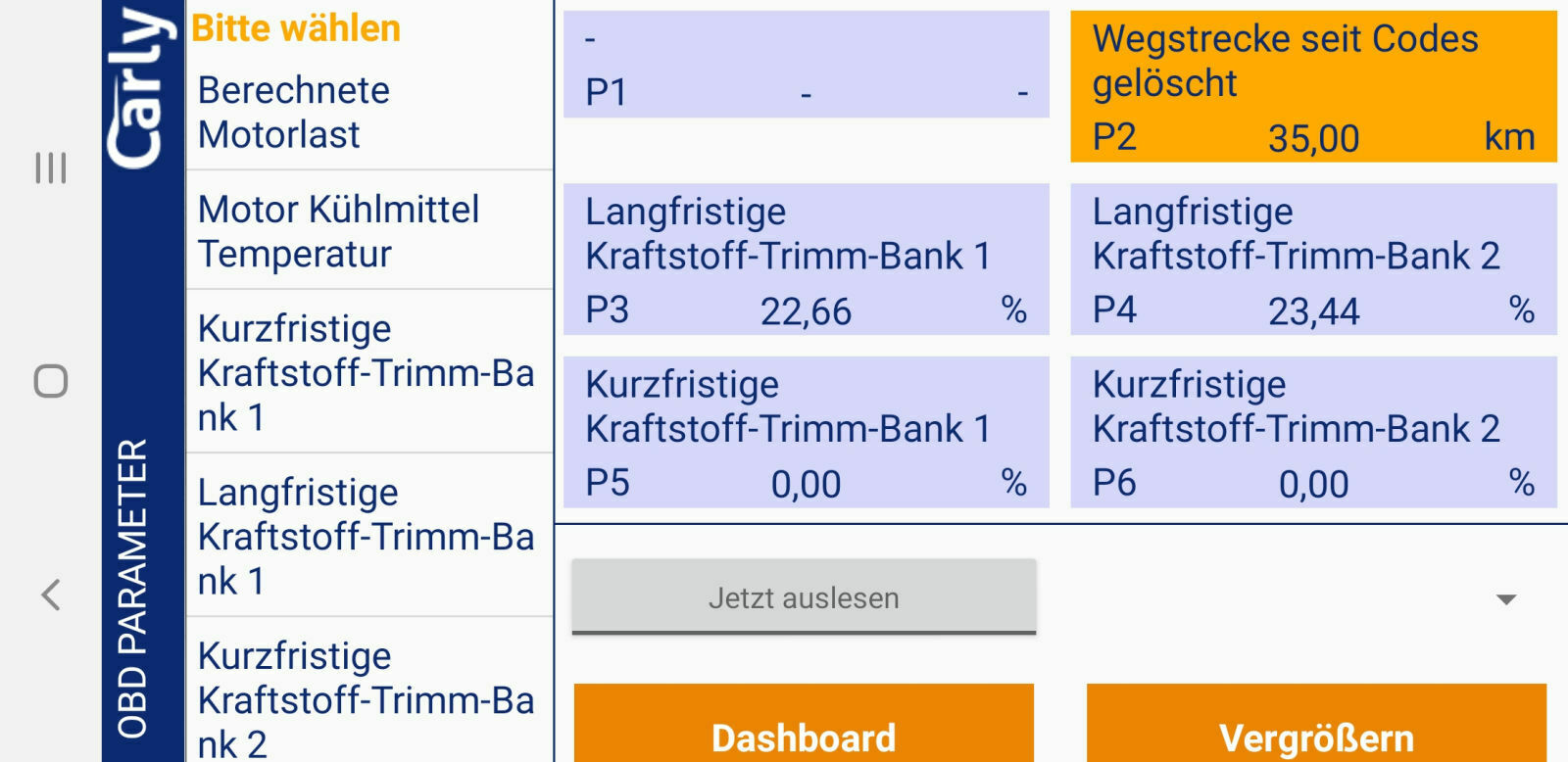 Mit LPG läuft er, mit Benzin nur seh schlecht